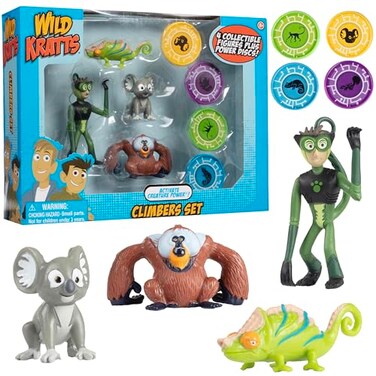 Wicked Cool Wild Kratts Climbers Action Figure Collectible Figures Discs 8pc Includes 4 Creature Power Discs 4 Animals Officially Licensed Toys for ChildrenGift for Kids Boy Girl