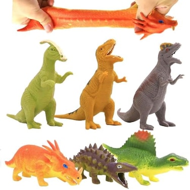 ValeforToy Dinosaur Toy8 inch Rubber Dinosaur Set6 PackSuper Stretches Material TPR with Gift Bag Realistic Dinosaur Figure Toy for Boy Kid Party Favor