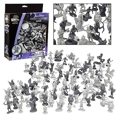 Monster Protectors Monster Fantasy Creature Mini Action Figure Playset 98pcs Toy Miniatures w 14 Unique Designs Dragons Wizards Orcs More XL 132 Scale Compatible with Dungeons and Dragons and Other RP