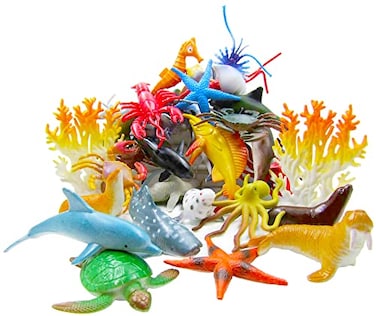 U. S. HAFUZIYN Ocean Sea Animal Assorted Mini Sea Creatures Toys Set Realistic Underwater Sea Animals Figure Bath Toy 38Piece Set