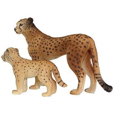 FUNSHOWCASE African Jungle Animals Toy Cheetahs Figure Realistic Plastic Figurine Playset Lot 2piece