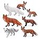UANDME Fox Toy Figures Set Includes Arctic Fox Red Foxes Figurines Cake Toppers 7 Foxes