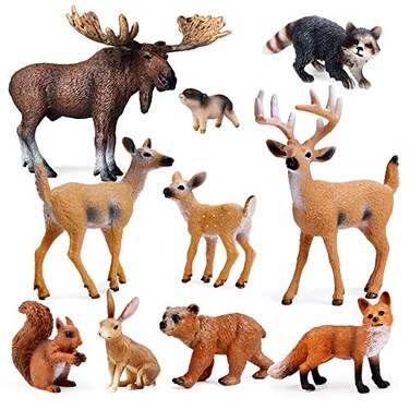 UANDME 10pcs Forest Animals Figures Woodland Creatures Figurines Miniature Toys Cake Toppers