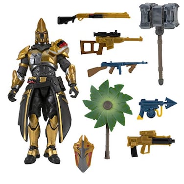 Fortnite Ultima Knight Hot Drop Figure 4 Inch Action Figure with 25 Points of Articulation Includes Vanquisher Harvesting Tool Palm Leaf Umbrella Glider Dragoncrest Back Bling 5 Weapons