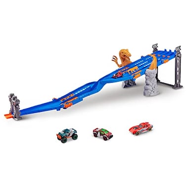 Zuru Metal Metal Machines 4Lane Raptor Attack Track Set Playset with Mini Racing Car by ZURU Cars Play Set Compatible with Other Brands Assorted