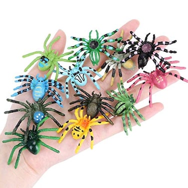 FLORMOON Realistic Animal Figures 12 Pieces Plastic Halloween Spider Toys for Kids Spider Action Model Insect Toy Figures Educational Learning Toys Birthday Gift Set for Kids