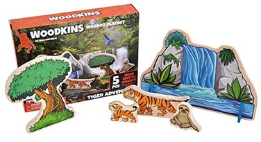 WILD REPUBLIC Wild Republic Woodkins Rainforest Wooden Playset Gift for Kids Great for Innovative Play Eco Friendly Five Piece Boxed Set