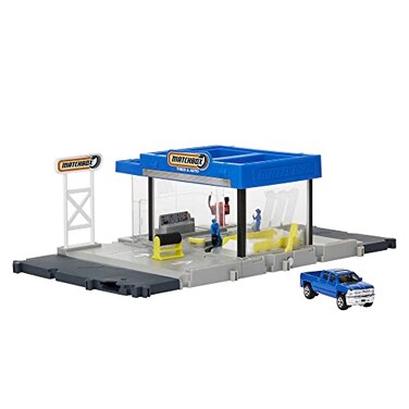 Matchbox Action Drivers Auto Shop Playset with 1 Chevy Silverado Moving Parts Figures Toy for Kids 3 Years Old Up