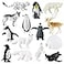 RCOMG Arctic Animals Figures 14pcs Mini Polar Animal Figurines Plastic Arctic Animal Toys Set with Arctic Fox Wolf Reindeer Penguins Toys