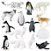 RCOMG Arctic Animals Figures 14pcs Mini Polar Animal Figurines Plastic Arctic Animal Toys Set with Arctic Fox Wolf Reindeer Penguins Toys