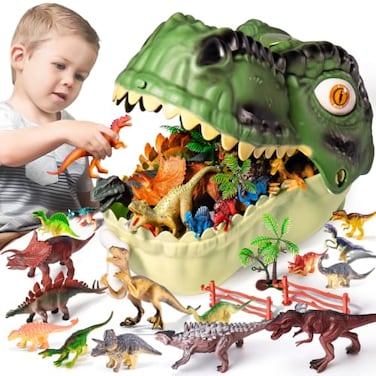 RISUNTOY Dinosaur Toys for Kids 3545PCS Realistic Jurassic Dinosaurs Figures with EggsTreesFence Playset to Create a Dino WorldEducational Figures Great Gift for Toddler Boys Girls