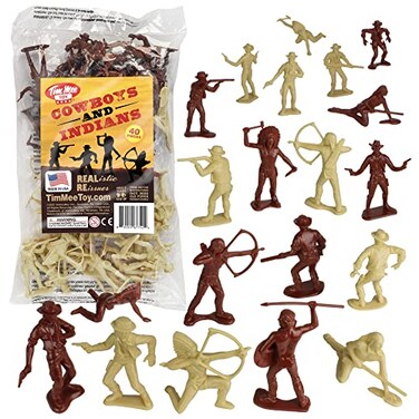 Tim Mee TimMee Cowboys and Indians Plastic Figures 40pc Playset Made in USA