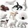 OUKEYI Mini Arctic Animals Figurines Set 10pcs Mini Realistic Plastic Animal Toy for Toddlers Reindeer White Whale Polar Bear Arctic Fox Wolf Figure Toy for Kids Birthday Gift