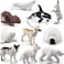OUKEYI Mini Arctic Animals Figurines Set 10pcs Mini Realistic Plastic Animal Toy for Toddlers Reindeer White Whale Polar Bear Arctic Fox Wolf Figure Toy for Kids Birthday Gift