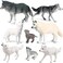 RCOMG 8PCS Wolf Toy Figures Realistic Wild Animal Wolf Figurines Plastic Jungle Forest Animal Toys Figurines for Kids Boys Girls