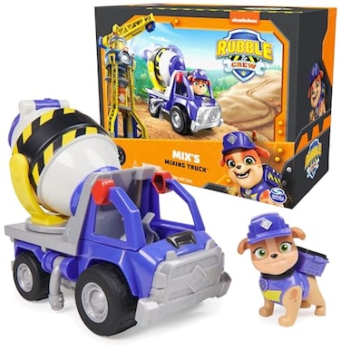Rubble & Rubble Crew Mixs Cement Mixer Toy Truck with Action Figure and Movable Construction Toys Kids Toys for Ages 3 and Up