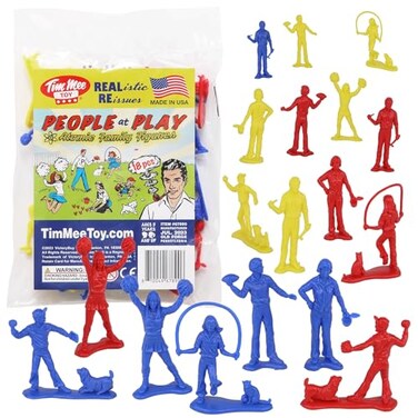 Tim Mee People Play Figures Yellow Red Blue 18pc Playset Made in USA