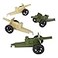 Tim Mee Toy TimMee M3 Artillery OD Green Tan 4pc Plastic Army Men Cannon Playset US Made