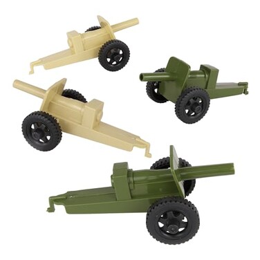 Tim Mee Toy TimMee M3 Artillery OD Green Tan 4pc Plastic Army Men Cannon Playset US Made