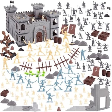 AMOR PRESENT 310PCS Ancient Military Soldier Set Toy Medieval Knights Army Men Pirate Castle Model Assembly for Boys Birthday Party Gift