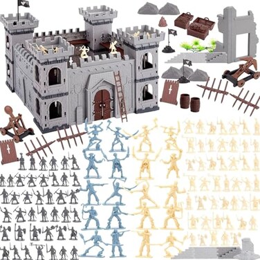 3 otters 310PCS Military Soldier Playset Toy Soldiers Medieval Knight Army Men Pirate Castle Model Assembly for Boys Birthday Party Gift