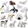 BLAPNK 15 Pcs Mini Polar Animal Figurines Model Realistic Glowing Igloo Plastic Bear Animal Figure Playset Miniature Arctic Sea Figurines Cake Toppers for Birthday