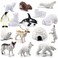 BLAPNK 15 Pcs Mini Polar Animal Figurines Model Realistic Glowing Igloo Plastic Bear Animal Figure Playset Miniature Arctic Sea Figurines Cake Toppers for Birthday