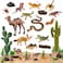 SIENON 32Pcs Desert Animal Figures Playset Model Trees Cactus Kit Diorama Project with Camel Fennec Fox Rattlesnake Scorpion Lizard Reptile Toy for Kids Birthday Cake Toppers Party Decorations