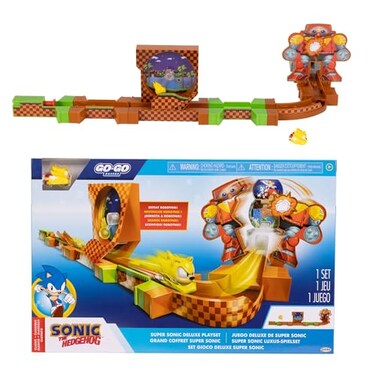 Sonic The Hedgehog Go Go Racers Deluxe Playset with Diecast Super Sonic Figure Combine with The Sonic Adventure Playset