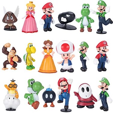 Isaneihas 18 pcsSet Mario Figures Toy Mario Luigi Figurines Yoshi Action Figures 2 inch