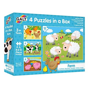 Galt Toys 4 Puzzles in A Box Farm for Ages 36 MultiColored 12