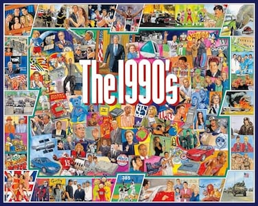 White Mountain 1000 Piece Jigsaw Puzzle Nostalgic Vintage Collage Puzzles with Large Pieces Gift for Adults and Family 24x30 1990s