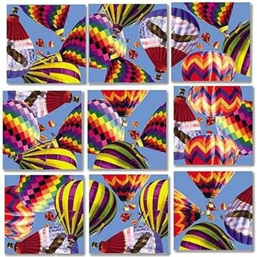B.Dazzle Hot Air Balloons Scramble Squares 9 Piece Brain Teaser Puzzle for All Ages by B Dazzle