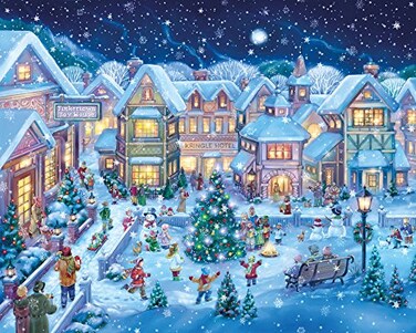 Vermont Christmas Company Holiday Village Square Christmas Jigsaw Puzzle 1000 Piece