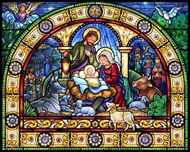 Vermont Christmas Company Stained Glass Holy Night Jigsaw Puzzle 1000 Piece