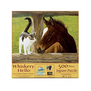 SunsOut SUNSOUT INC A Whiskery Hello 500 pc Jigsaw Puzzle by Artist Persis Clayton Weirs Finished Size 18 x 24 MPN 51528