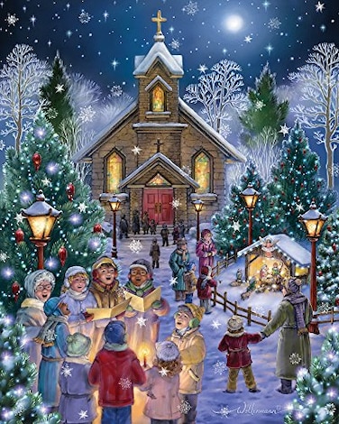Vermont Christmas Company Midnight Mass Jigsaw Puzzle 1000 Piece 30x24 Puzzle for Adults Fully Interlocking Pieces Unique Randomly Shaped Pieces