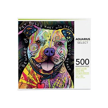AQUARIUS Dean Russo Beware Pit Bull 500 Piece Jigsaw Puzzle Multicolor 8 62502