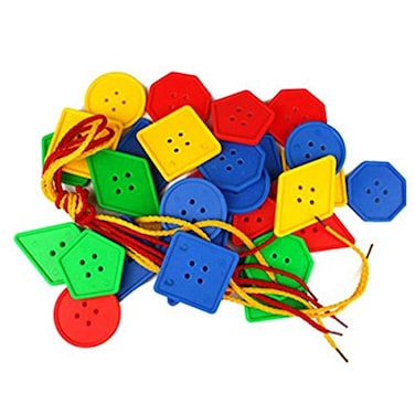 STUDY 70 Pcs Button Puzzle Toy Button Lacing Toy Big Buttons Threading Toy Plastic Assorted Bright Buttons Toy