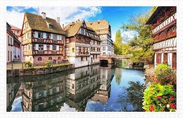 Pintoo Jigsaw Puzzles 1000 Piece for Adults Strasbourg Petite France Beautiful Plastic Puzzle for Home Decor Zero Dust Easy Storage H1597
