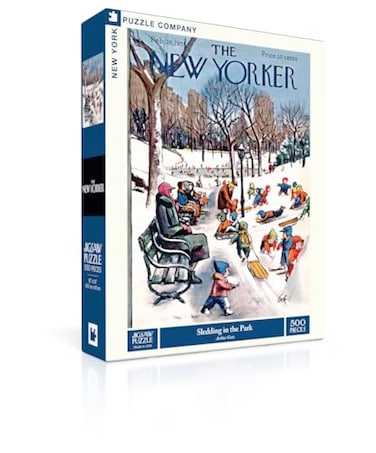 New York Puzzle Company er Sledding in the Park 500 Piece Jigsaw Puzzle for Adults by Arthur Getz