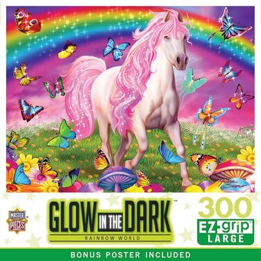 Masterpieces 300 Piece EZ Grip Glow in the Dark Jigsaw Puzzle Rainbow World 18x24