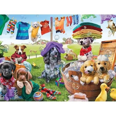 Bits and Pieces Large Piece Jigsaw Puzzle for Adults Puppies Playing by Artist Adrian Chesterman 500 Piece Puzzle