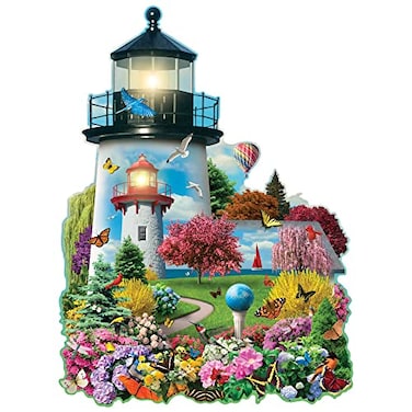 Bits and Pieces 750 Piece Jigsaw Puzzle for Adults Lighthouse Garden Jigsaw Puzzle by Artist Alan Giana Completed Puzzle Size 20 x 27