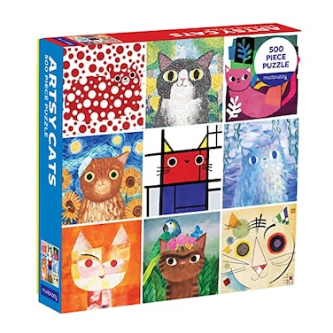 Mudpuppy Artsy Cats 500 Piece Family Jigsaw Puzzle Cute Puzzle with Cats in Classic Art Formats