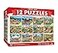 Masterpieces MasterPieces Jigsaw Puzzle 12Pack Bundle Set Fun for Adults and Family Folk Art Collection 4 Round 100 Piece 4 300 Piece 4 500 Pieces