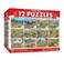 Masterpieces MasterPieces Jigsaw Puzzle 12Pack Bundle Set Fun for Adults and Family Folk Art Collection 4 Round 100 Piece 4 300 Piece 4 500 Pieces