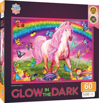 Masterpieces MasterPieces 60 Piece Glow in the Dark Fantasy Puzzle for Kids Rainbow World 14x19 ScreenFree Fun