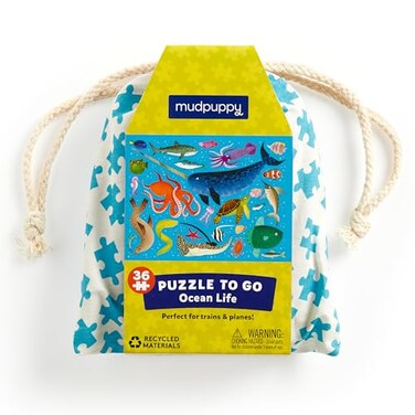 Mudpuppy Ocean Life 36 Piece Puzzle to Go Featuring Colorful Sea Creatures Perfect Travel Activity for Children Ages 3 and Up