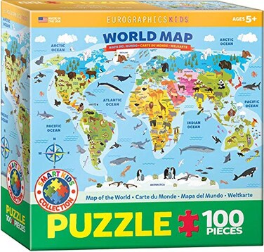 EuroGraphics Illustrated Map of The World 100Piece Puzzle